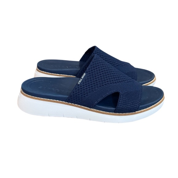 Cole Haan Zerogrand Global Stitchlite Slide Sandals Navy Blue Women’s Size 6.5 - Picture 1 of 8